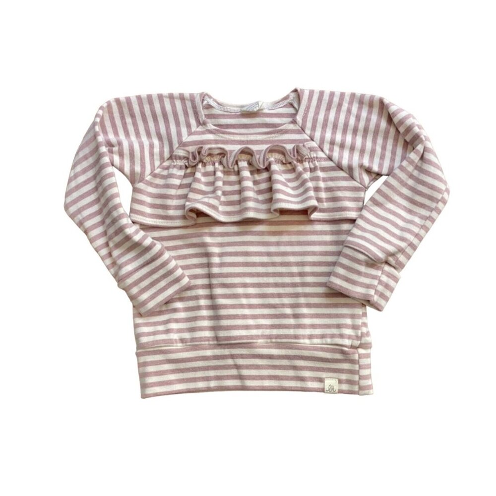 Striped Pink Ruffle Kids Sweatshirt